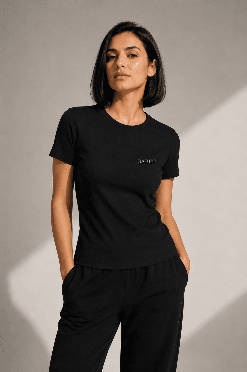 Regular fit majica - Crna